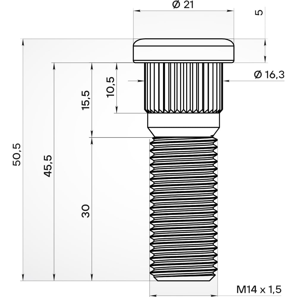 Изображение товара Шпилька колесная AIRLINE M14x1.5x30x50.5 для Toyota и Lexus