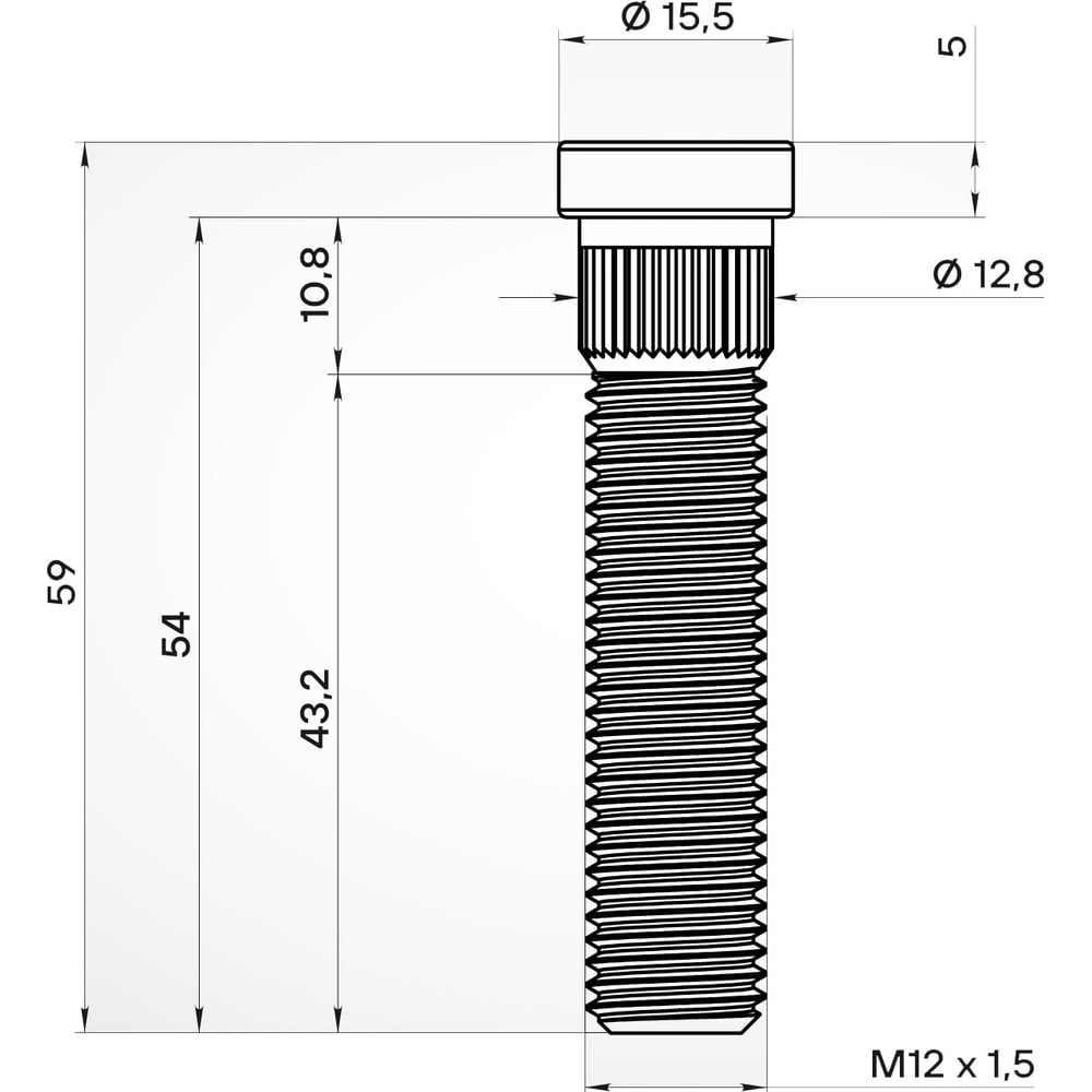Изображение товара Шпилька колесная AIRLINE M12x1.5x43.2x59 для Chevrolet Opel Hummer 20 шт