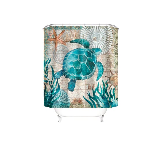 Изображение товара Штора для ванны SANTRADE ФОТОПРИНТ, 180x180, Морская черепаха SMSCOCNLAN294 0389
