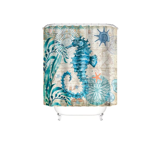 Изображение товара Штора для ванны SANTRADE ФОТОПРИНТ, 180x180, Морской конек SMSCOCNLAN295 0388