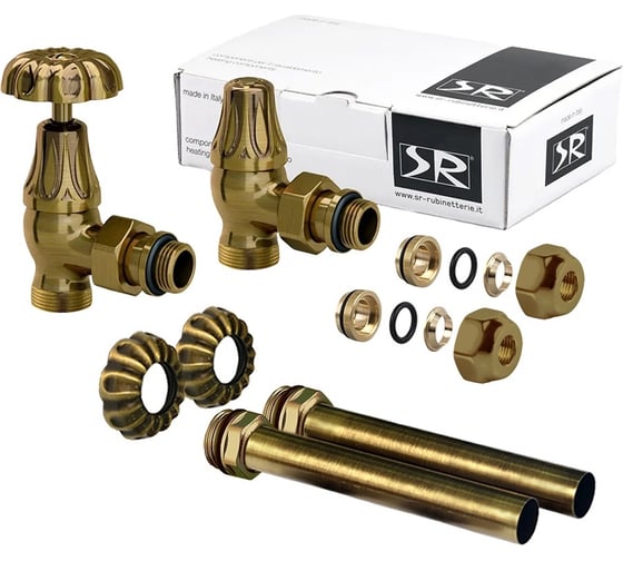 Изображение товара Комплект угловых вентилей SR Rubinetterie Floral Old Style 1/2 - 24x19, цвет бронза A339-1500Z0P0