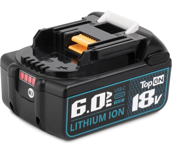 Изображение товара Аккумулятор TopOn BL1850B 18V 6.0Ah (Li-ion) с USB портом. PN: 197280-8 TOP-MAK-18-6.0-USB