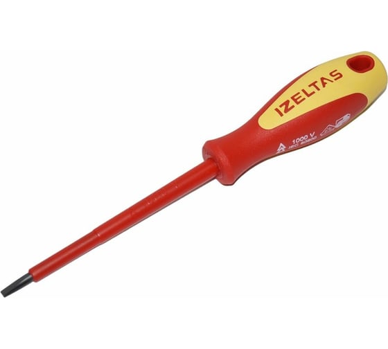 Изображение товара Диэлектрическая отвертка IZELTAS 1000В, прямой шлиц, 4x100 мм, длина 185мм 4140174100
