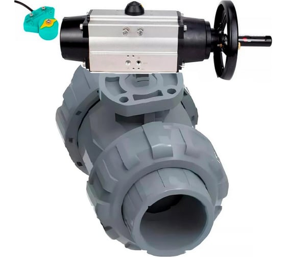 Изображение товара Кран НПВХ-НПВХ-E-FP-GRM-ISO Дн32 Ру10, пневмопривод, магнитный переключатель DN.ru D160-67004