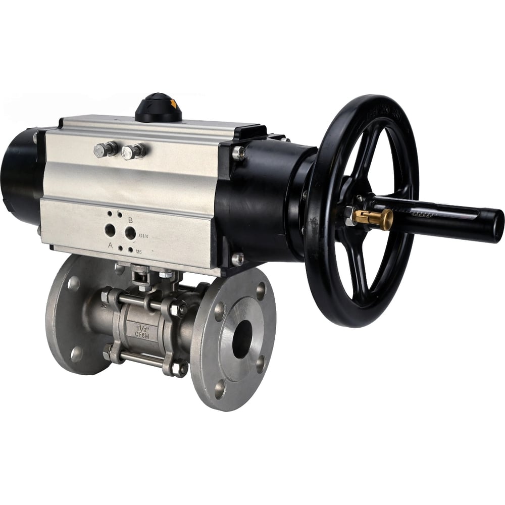 Изображение товара Кран DN.ru КШФПТ-ISO.316.180 Ду100 Ру16 с пневмоприводом