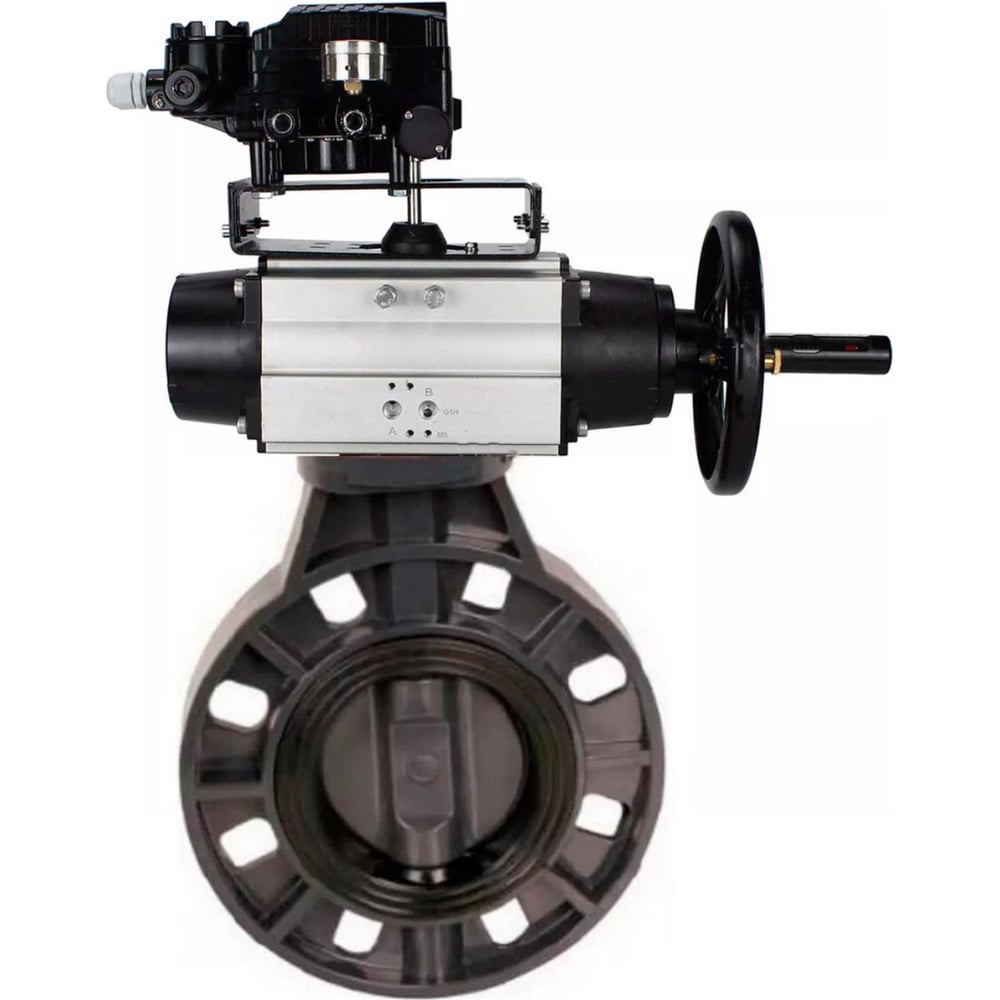 Изображение товара Затвор дисковый DN.ru НПВХ-НПВХ-E-2W-Fb-ISO Дн125 Ру10 пневмопривод