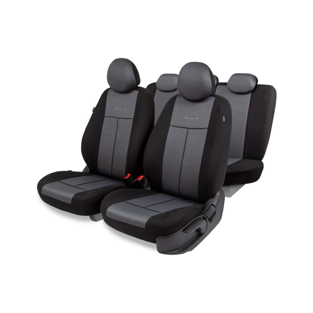 Изображение товара Авточехлы AUTOPROFI серия Standard Паттерн полиэстер 11 предметов черный серый