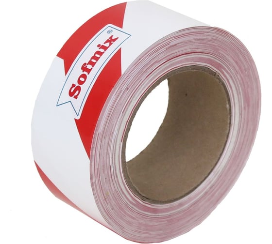 Изображение товара Лента для разметки SOFMIX красно-белая 50мм х 50м, арт  с защитным покрытием 402358
