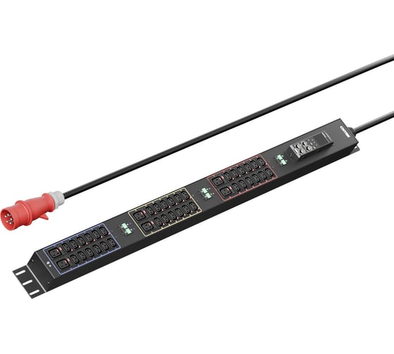 Изображение товара Панель распределения ONTEK PDU Metered Input ОМРВ5 вертикальная c функцией удаленного мониторинга, 32A/3ф, с мини-выключателем 16А 6шт, выход - C13 x OMPB5