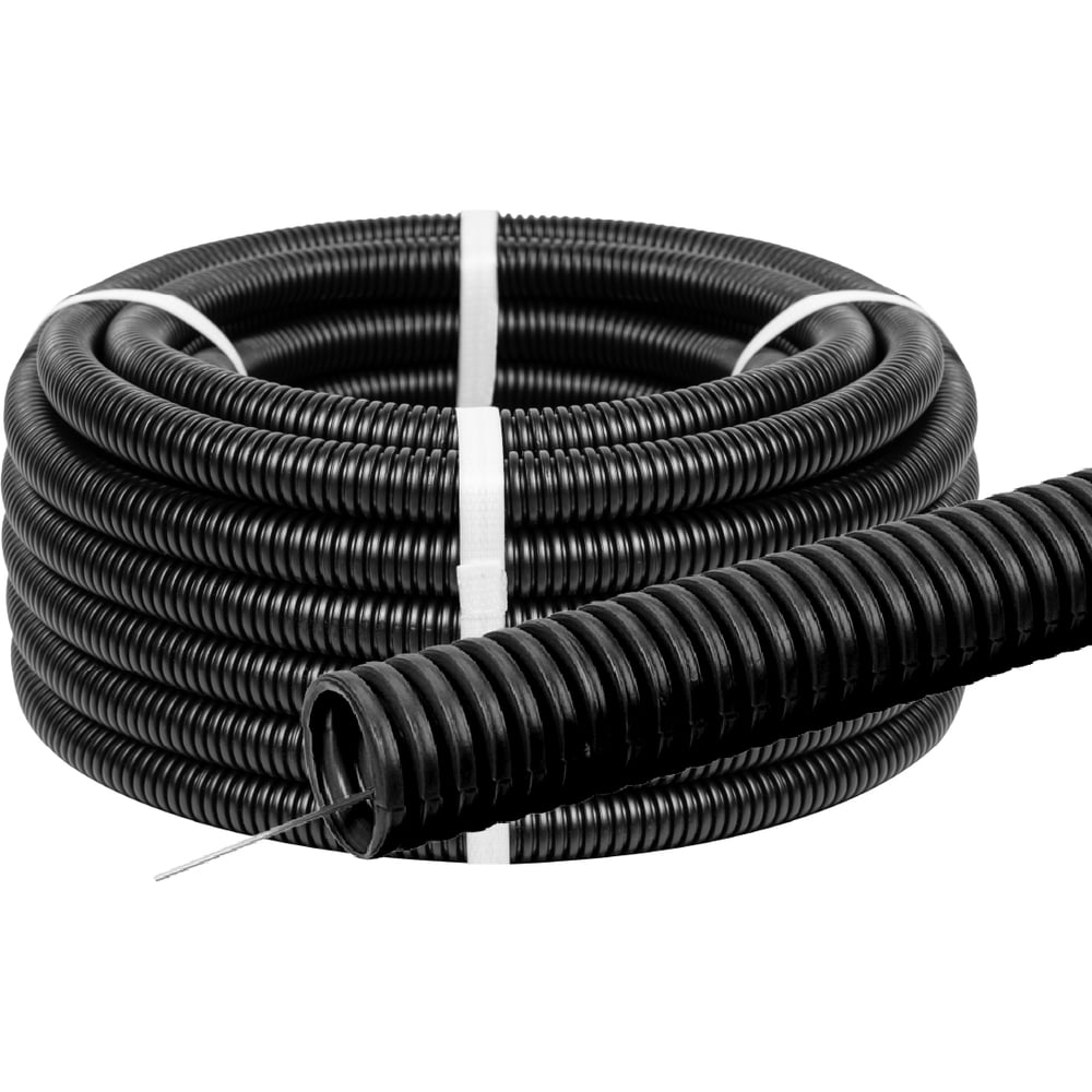 Изображение товара Гофрированная труба PND 25 мм с зондом 10 м черная TDM ELECTRIC SQ0413-0123