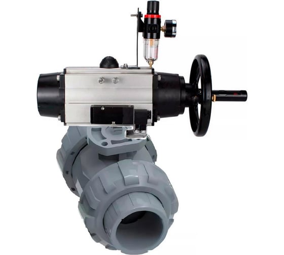 Изображение товара Кран шаровой DN.ru НПВХ-НПВХ-E-FP-GRM-ISO Дн15 Ру10, пневмопривод, пневмораспред., БПВ D160-67289