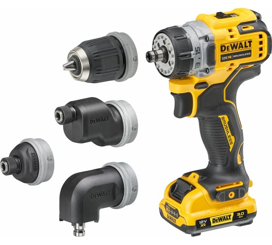 Изображение товара Дрель-шуруповерт Dewalt 12 В XR с набором из 4-х насадок DCD703L2T-QW