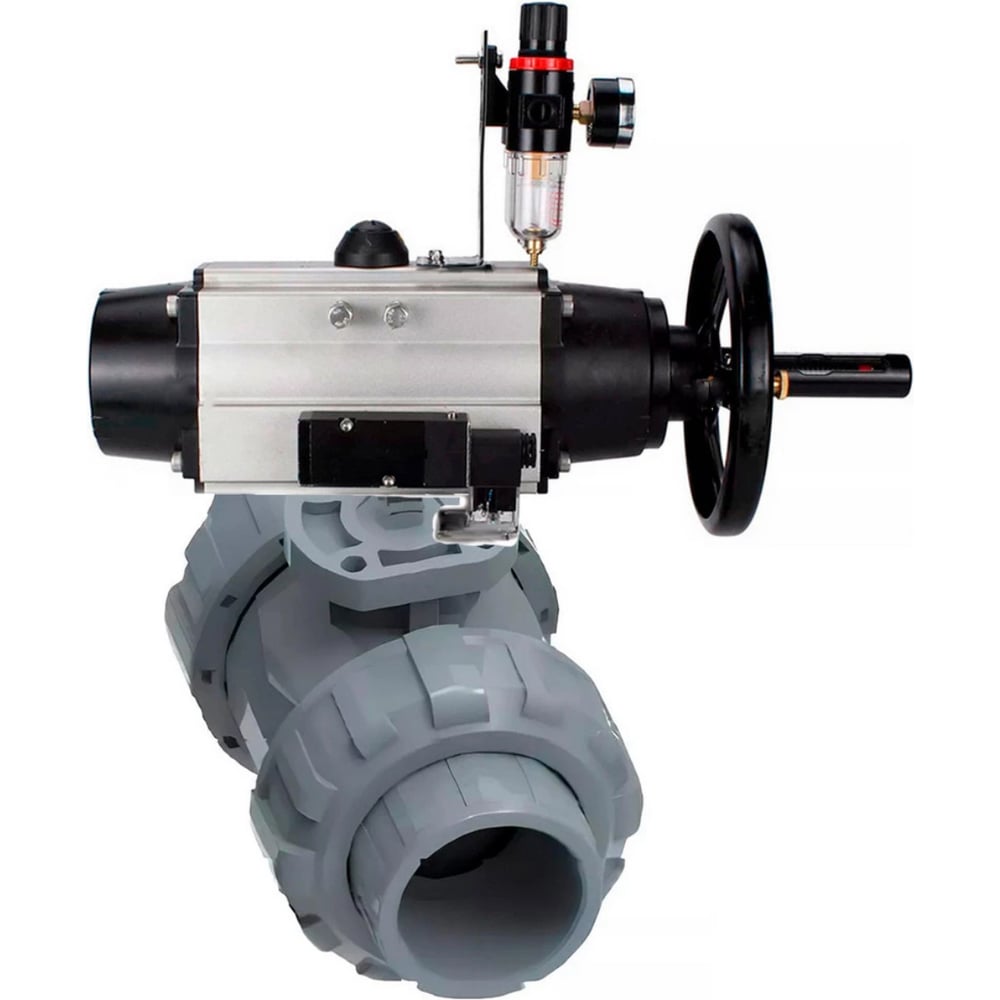 Изображение товара Кран шаровой DN.ru НПВХ-НПВХ-Dn15 Ру10 пневмопривод водяной с Клеевым соединением