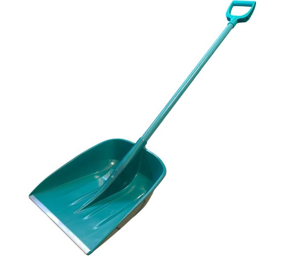 Изображение товара Снеговая лопата ООО ПК Тандем-АГРО Скандинавская 360х460мм ЦВЕТНАЯ пластмассовая с алюм планкой из морозостойкого пластика с алюм окрашенным черенком Ф32мм 1000 мм + ЦВЕТНАЯ V ручка 4630435960363