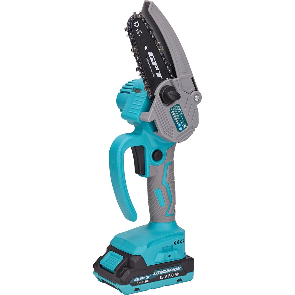 Изображение товара Аккумуляторная мини цепная пила GPT GBC-M1804A-22 18 В с двумя аккумуляторами