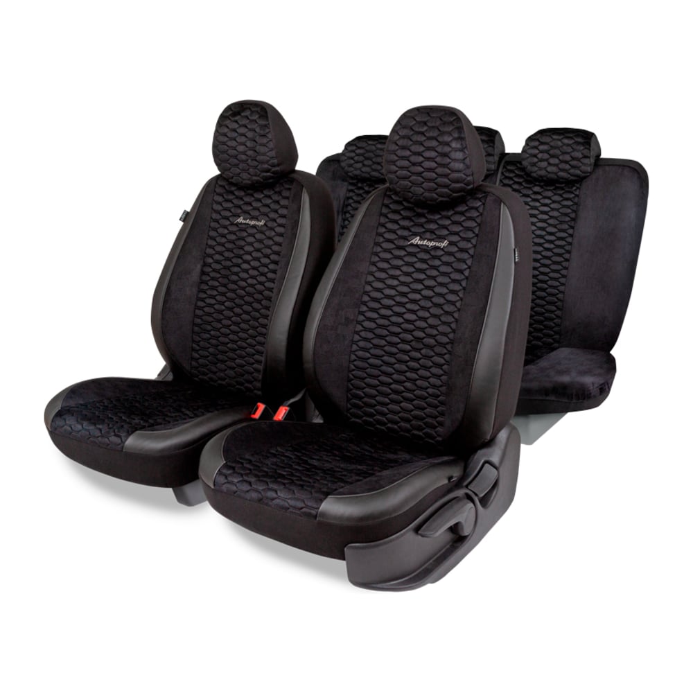 Изображение товара Авточехлы AUTOPROFI серия Premium Verossa из алькантары и экокожи, 11 предметов, черные