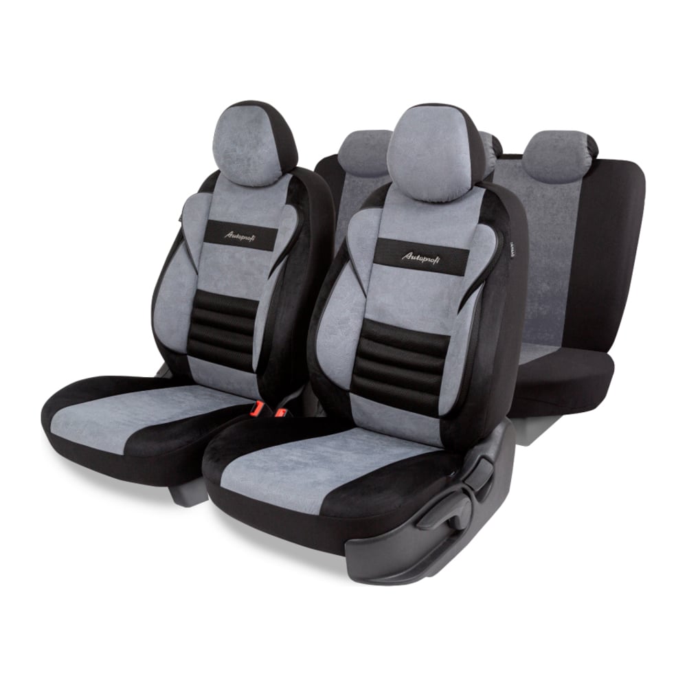 Изображение товара Авточехлы AUTOPROFI серия Premium, Combo Comfort. Велюр, 5 мм. поролон, 4 молнии на заднем сидении, 11 предметов., чёрн./т.серый CMB-1105PV BK/D.GY