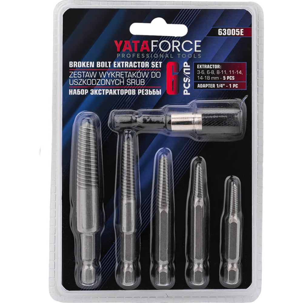 Изображение товара Набор экстракторов резьбы YATAFORCE 6 предметов YF-63005E