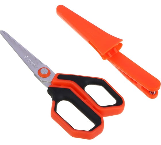 Изображение товара Ножницы универсальные ЕРМАК 12.5см, лезвия 3CR13, рукоятка ABS+TPR, защитный футляр, блистер 624-104