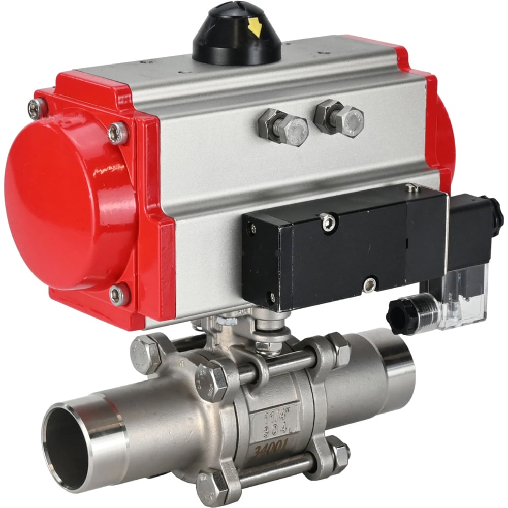 Изображение товара Кран шаровой DN ru 304-304 PTFE W ISO H Ду100 Ру16 пневмопривод SA-140