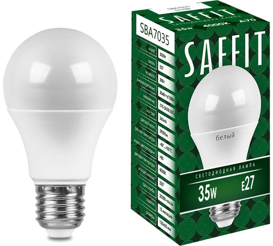 Изображение товара Светодиодная лампа SAFFIT SBA7035 Шар E27 35W 4000K 55198