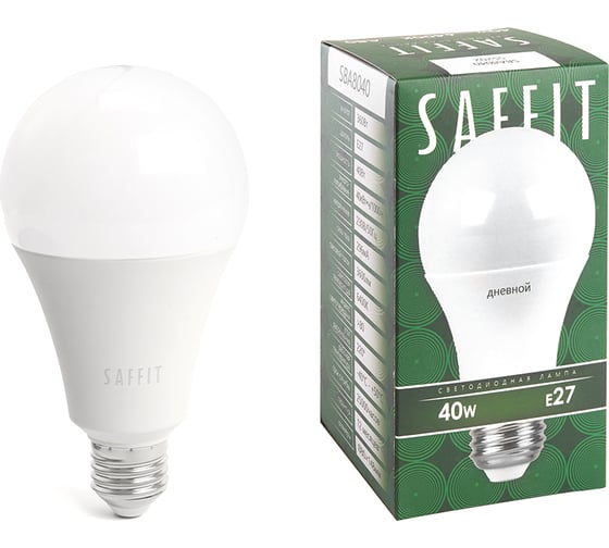 Изображение товара Светодиодная лампа SAFFIT SBA8040 Шар E27 40W 6400K 55202