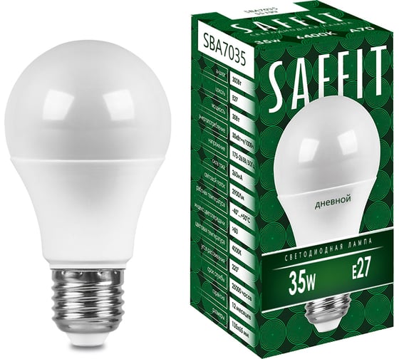 Изображение товара Светодиодная лампа SAFFIT SBA7035 Шар E27 35W 6400K 55199