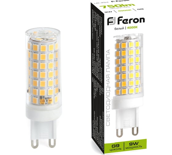 Изображение товара Светодиодная лампа FERON LB-434 G9 9W 4000K 38147