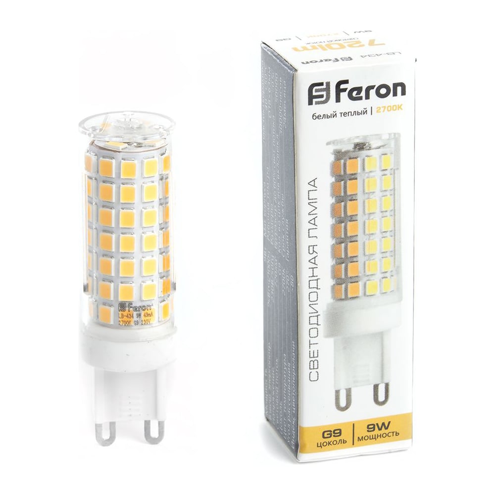 Изображение товара Светодиодная лампа FERON LB-434 G9 9W 2700K 38146