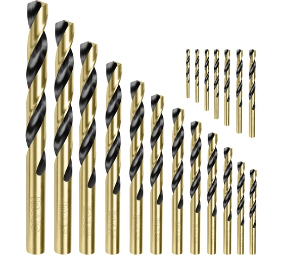 Изображение товара Набор сверл по металлу INGCO 19шт, 1-10мм, HSS AKDB9190