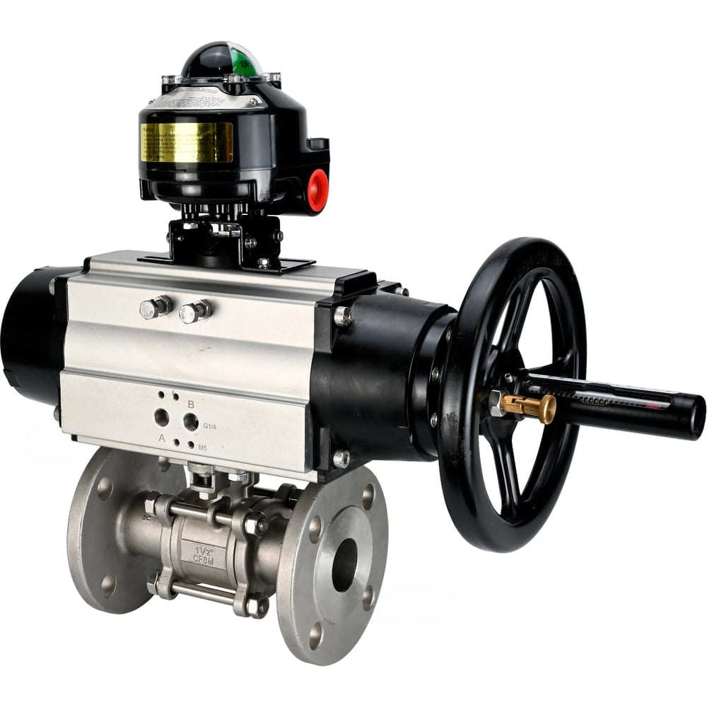 Изображение товара Кран шаровой DN.ru КШФПТ-ISO 304 180 Ду100 Ру16 с пневмоприводом