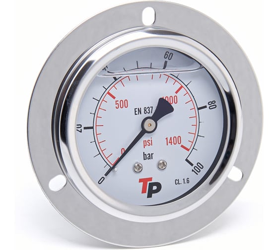 Изображение товара Манометр гидравлический Урдюга D63 мм 0-100 bar 1/4BSP TP фланцевый МГВФ100