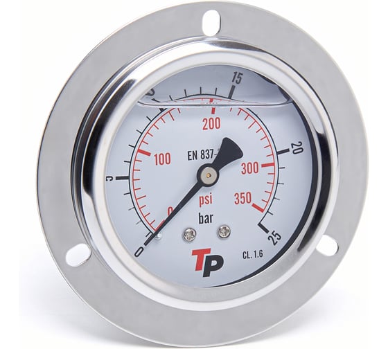 Изображение товара Манометр гидравлический Урдюга D63 мм 0-25 bar 1/4BSP TP фланцевый МГВФ25