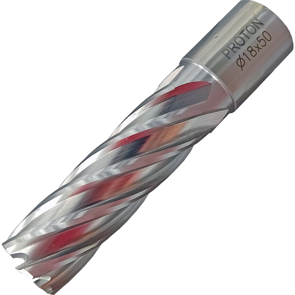 Изображение товара Сверло корончатое PROTON 18 мм 50 мм Weldon 19 быстрорежущая сталь