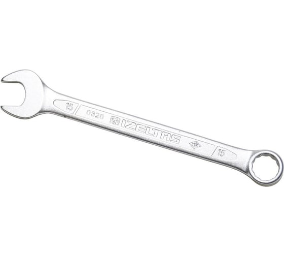 Изображение товара Комбинированный ключ плоский IZELTAS 15мм, длина 190 мм, 320020015
