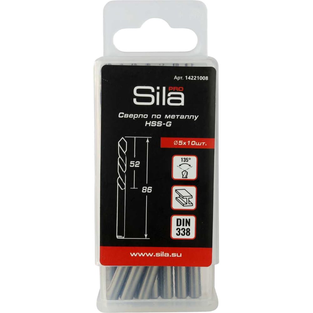 Изображение товара Профессиональное сверло по металлу Sila HSS-G 5.0 мм 10 шт