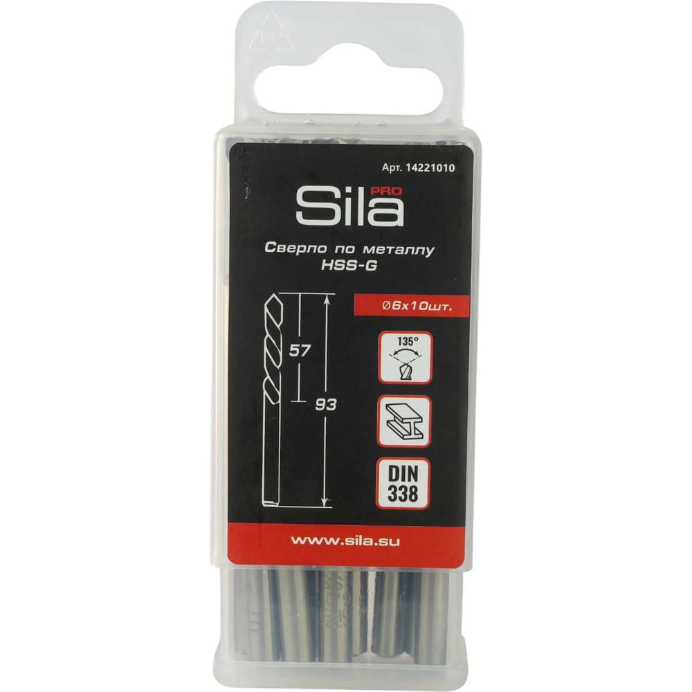 Изображение товара Профессиональное сверло по металлу Sila HSS-G 6 мм (10 шт), долговечно и точно