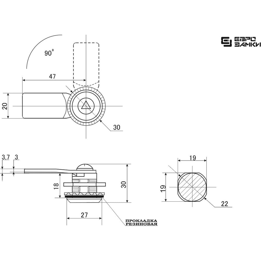 Изображение товара Замок щитовой замок.su MS-705-3 L - треугольный механизм