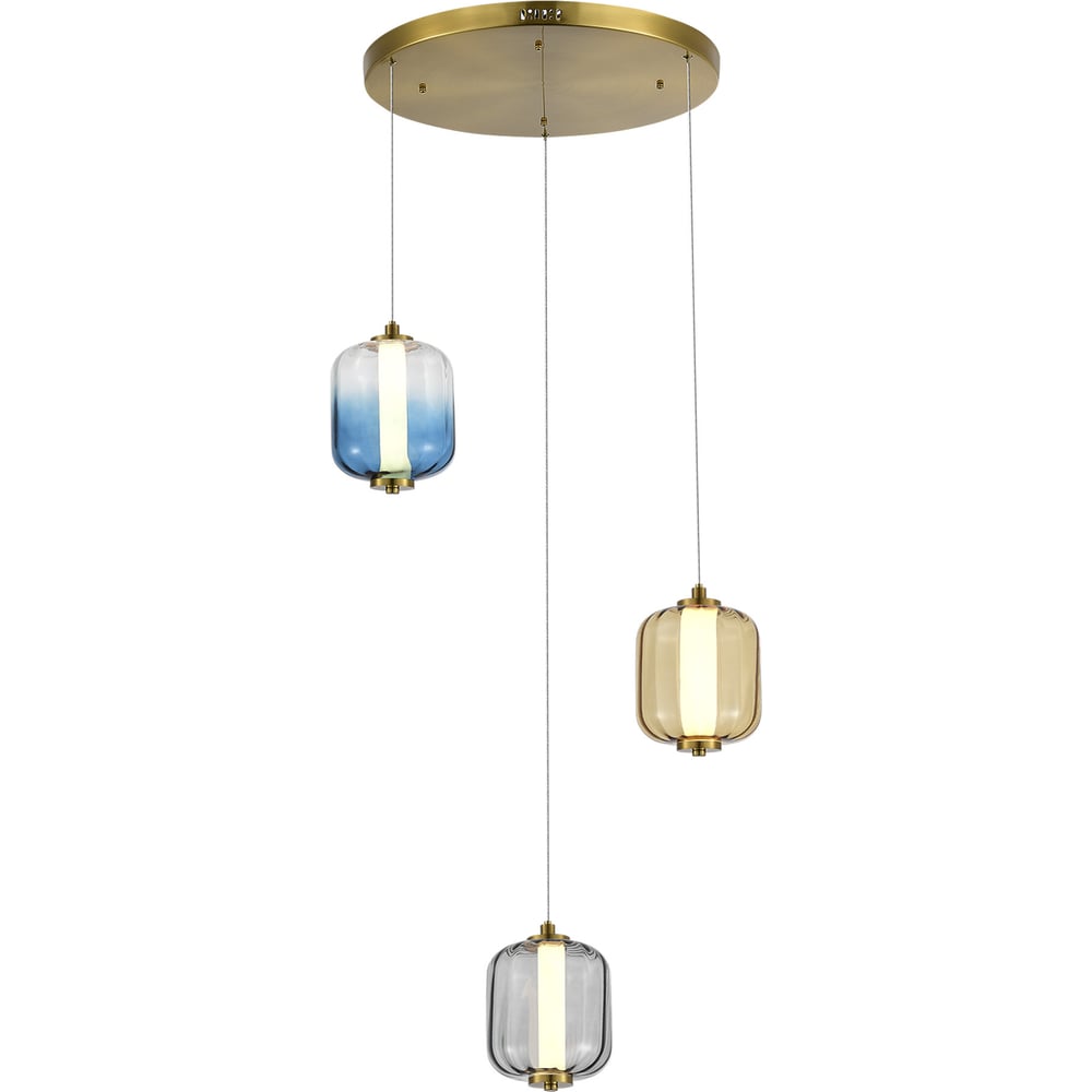 Изображение товара Подвесной светильник ST LUCE из латуни с янтарными, дымчатыми и голубыми плафонами LED
