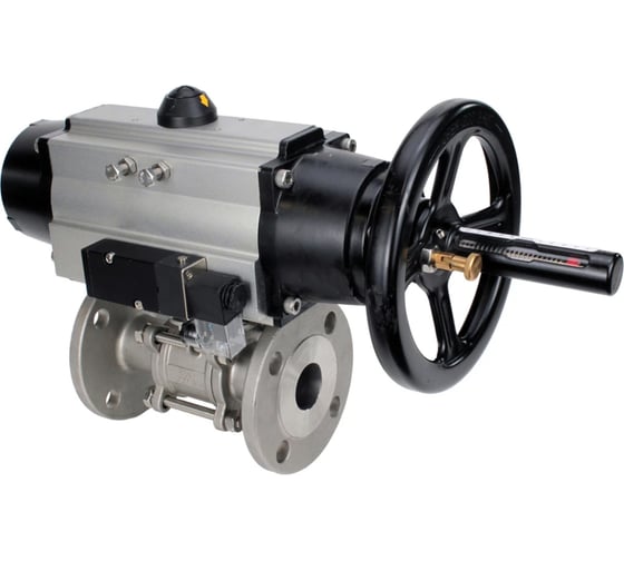 Изображение товара Кран шаровой DN.ru 316-316-FP-F-ISO-H Ду65 Ру40, пневмопривод, пневмораспределитель D160-65915