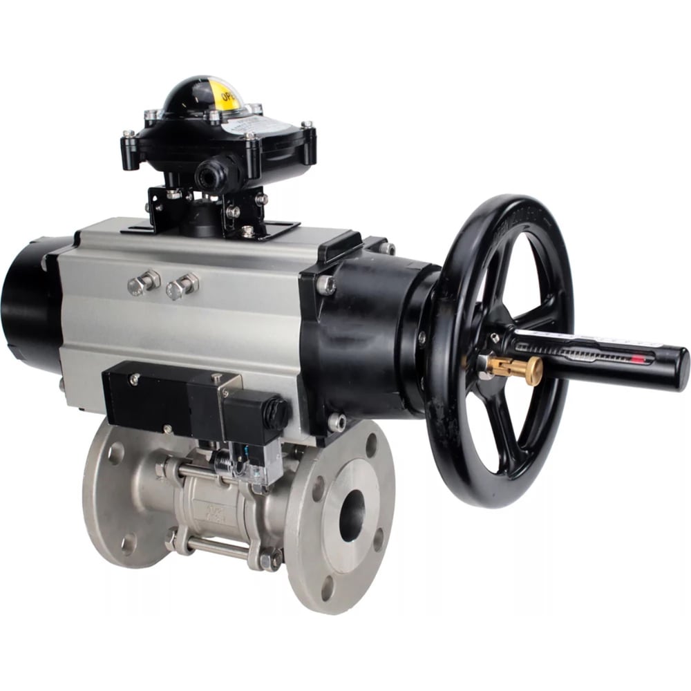 Изображение товара Кран шаровой DN.ru 316-316-FP-F-ISO-H Ду65 пневмопривод нержавеющая сталь