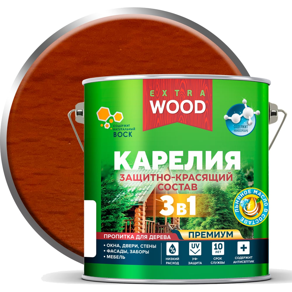 Изображение товара Защитно-красящий состав 3в1 для древесины FARBITEX Карелия Груша 2.7 л