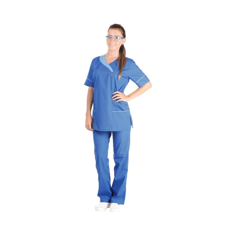 Изображение товара Костюм женский двоойка васильковый из смесовой ткани по ГОСТ ТР ТС