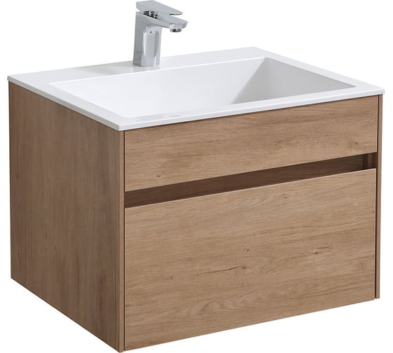 Изображение товара База под раковину VINCEA Chiara 600 подвесная, 1 выкатной ящик soft-close, N.Oak. VMC-2C600NO