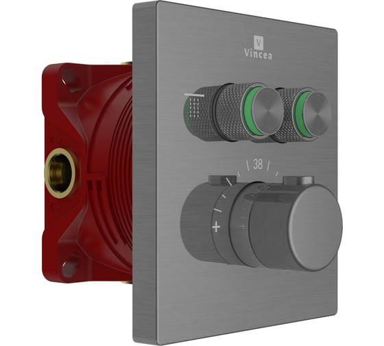 Изображение товара Встраиваемый смеситель для душа VINCEA двухфункциональный, термостатический, вороненая сталь VSCV-321T-MGM