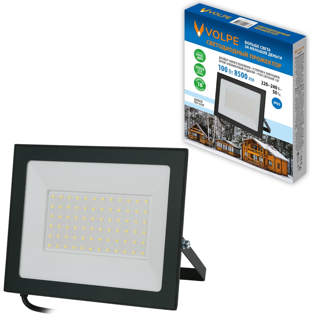 Изображение товара Светодиодный прожектор Volpe ULF-Q519 100W/6500K IP65 220-240V BLACK UL-00012832