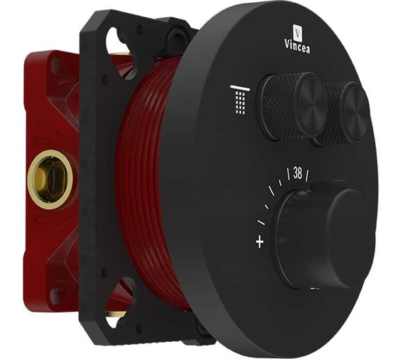 Изображение товара Встраиваемый смеситель для душа VINCEA двухфункциональный, термостатический, черный VSCV-322T-MMB