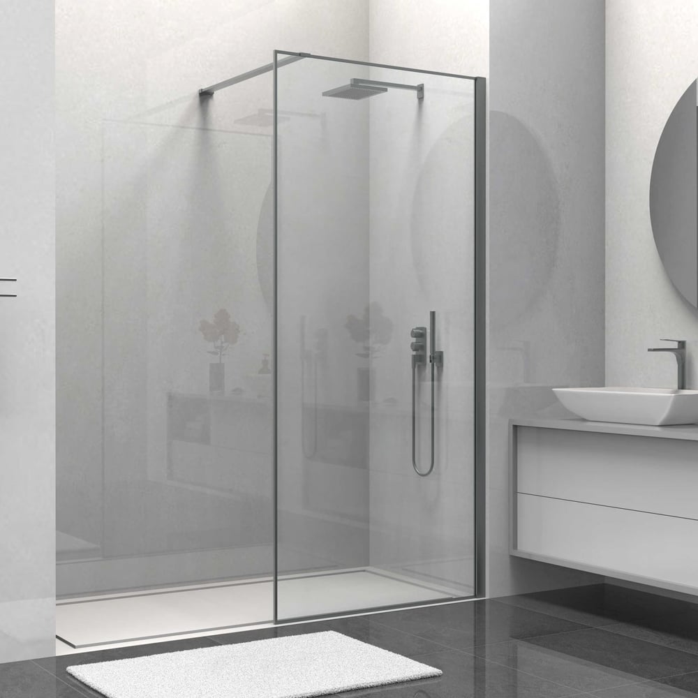 Изображение товара Душевая перегородка VINCEA Walk-In 1000_2000 из вороненой стали и стекла