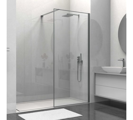 Изображение товара Душевая перегородка VINCEA Walk-In 1000_2000, вороненая сталь, стекло прозрачное VSW-1HS100CLGM