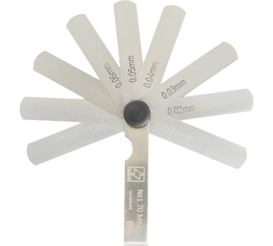 Изображение товара Набор щупов ТОЧИНТЕХ №1 (0.02 - 0.1мм), 9 пластин, 70мм ГОСРЕЕСТР 90277-23  pg01071